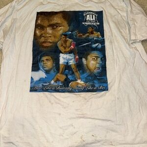 White Graphic T-Shirt with Boxing Print